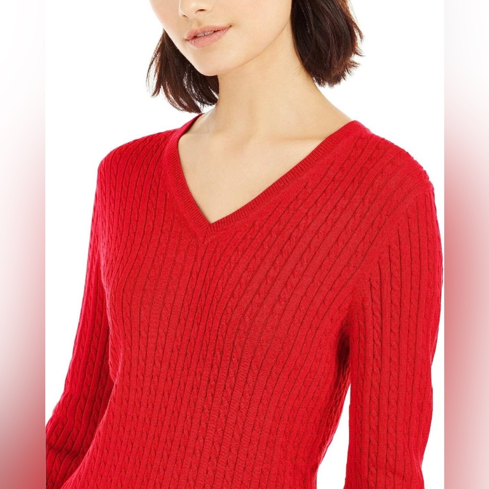 Tommy Hilfiger Red V-Neck Sweater